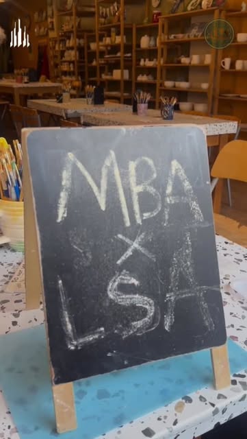 MBA and LSA pottery night chalkboard